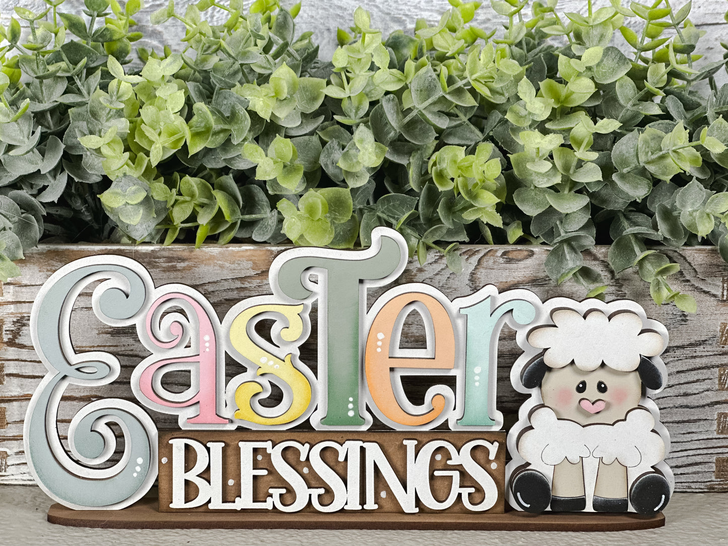 Hand-Painted Easter Blessings Shelf Sitter