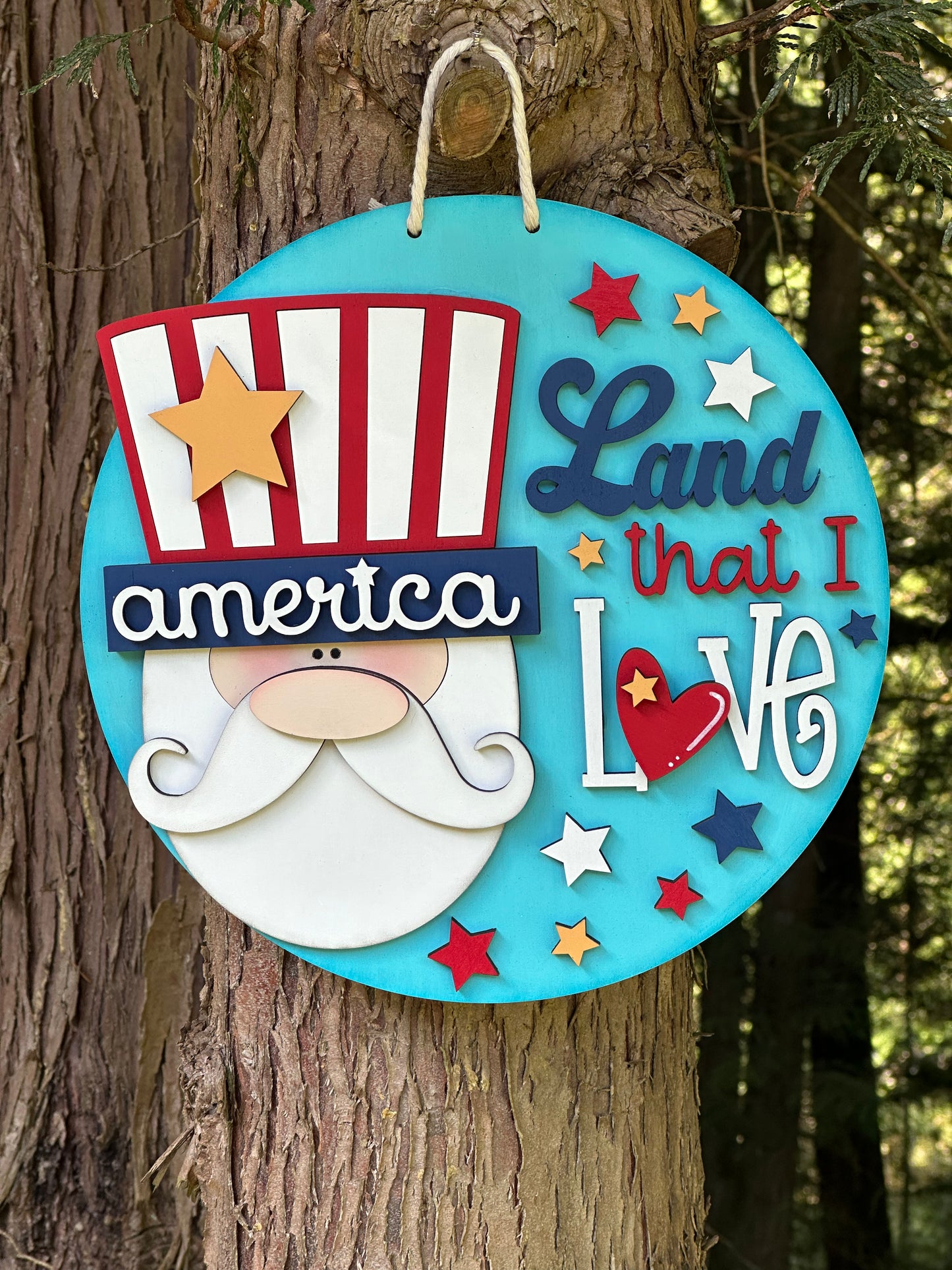 Patriotic Uncle Sam Door Hanger - Land That I Love - Americana USA Decor