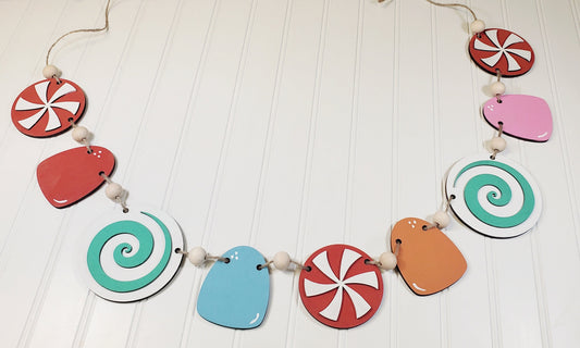 Christmas Candy Banner - DIY Kit - Craft Kit - Mantel Decor - Gingerbread Decorations - Wood Blanks