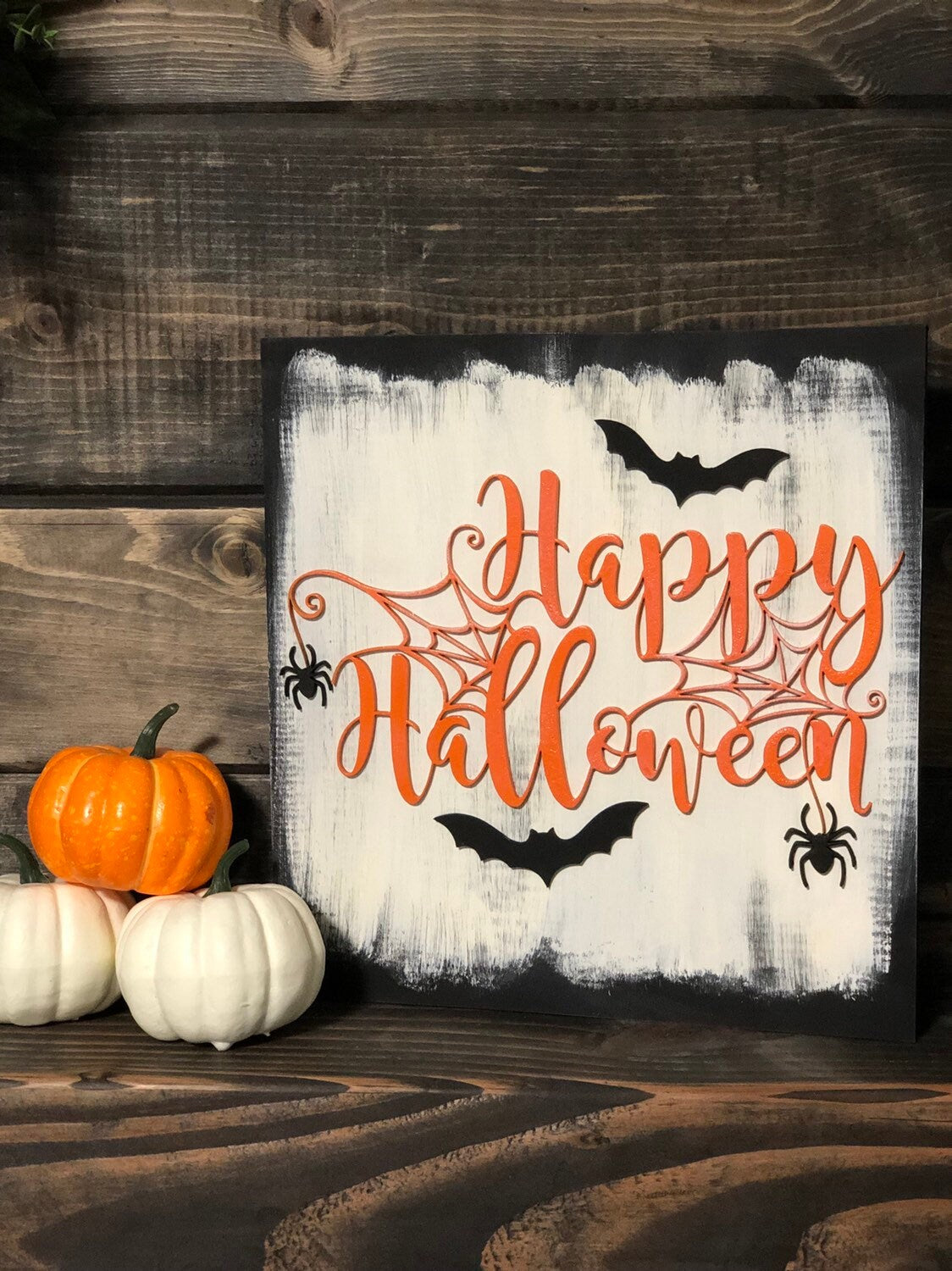 Happy Halloween Sign - Spooky Halloween Decor - Distressed Wood Sign