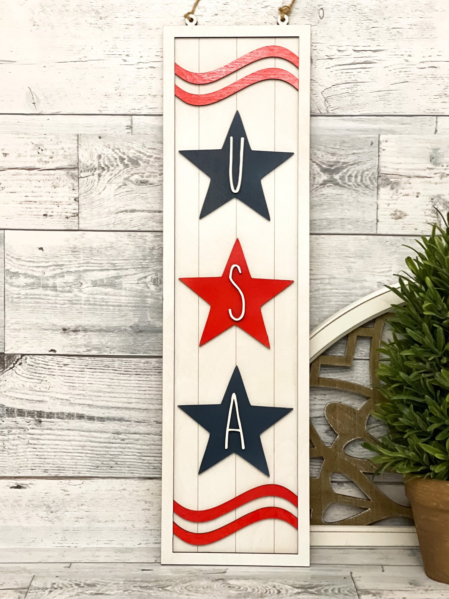 USA Hanging Sign - Patriotic Decor - 4th of July Decorations - Independence Day