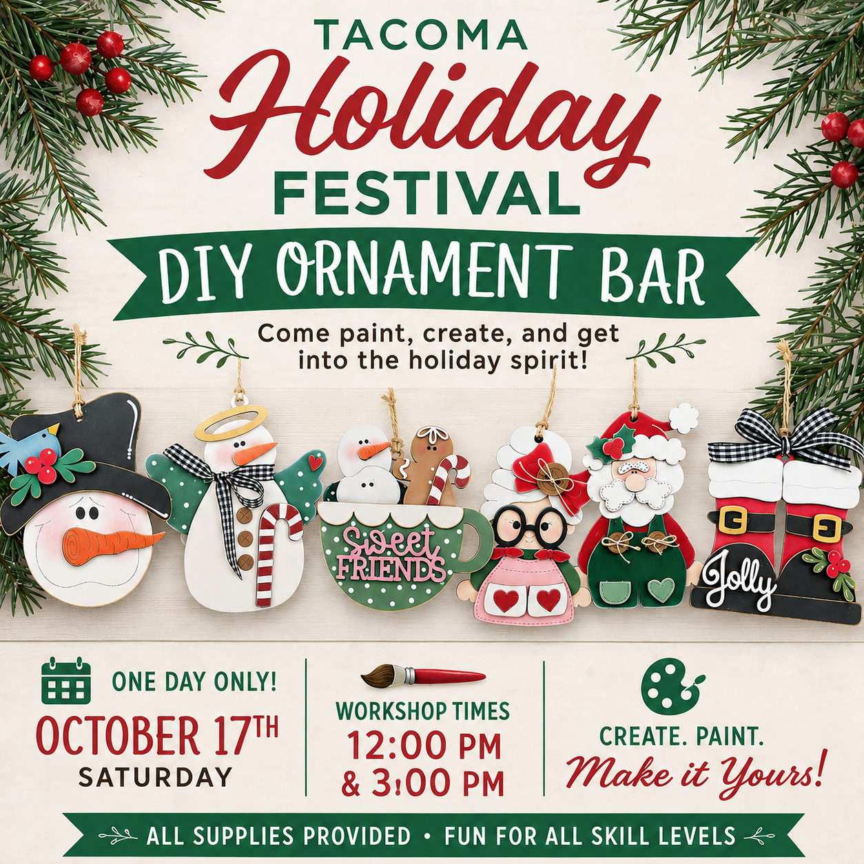 Tacoma Holiday Festival DIY Ornament Bar October 17th