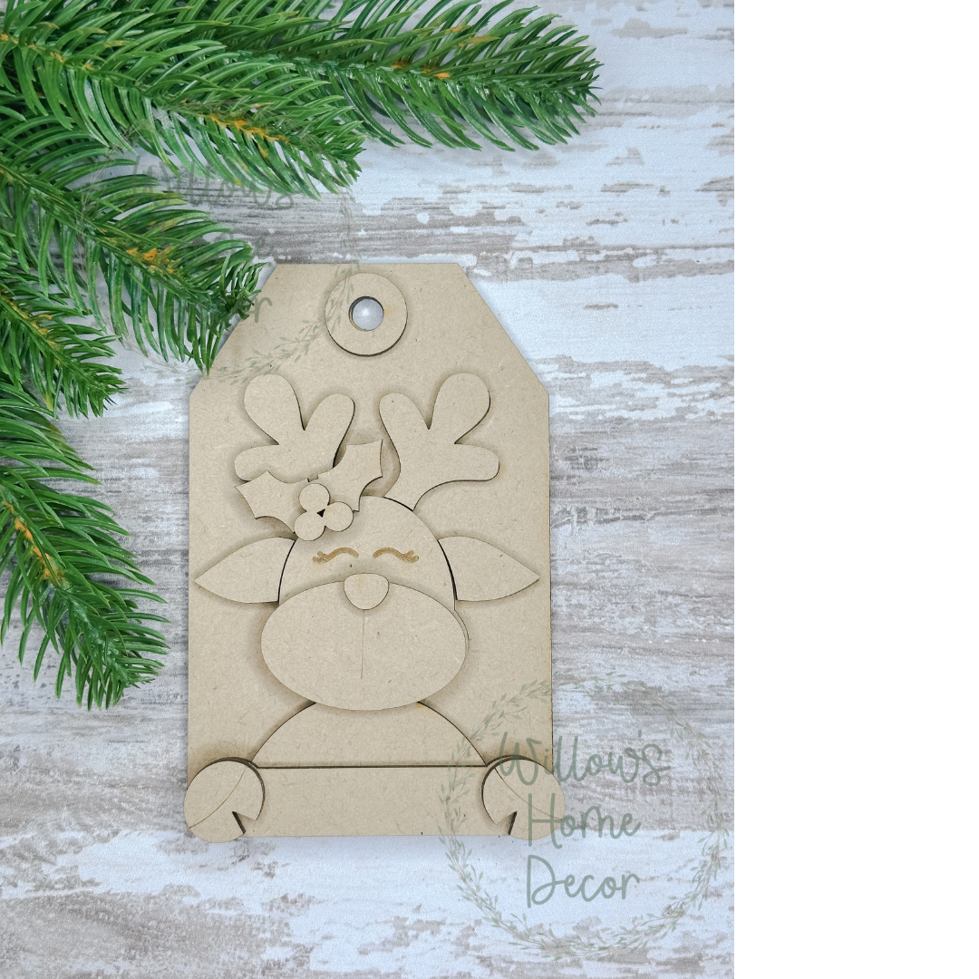 Personalized Reindeer Tag Ornament - 12 Days of Christmas - DAY 1