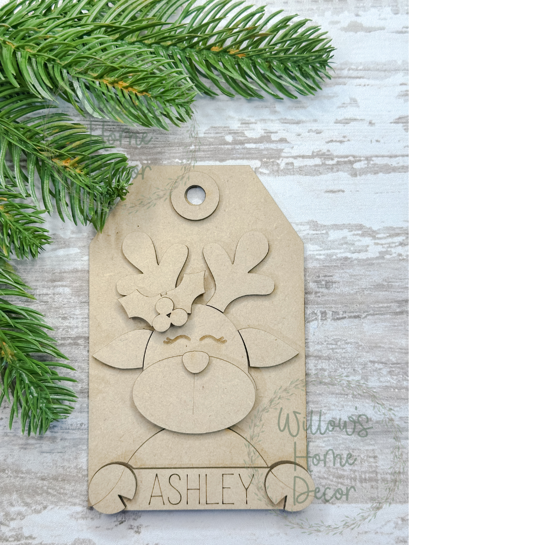 Personalized Reindeer Tag Ornament - 12 Days of Christmas - DAY 1