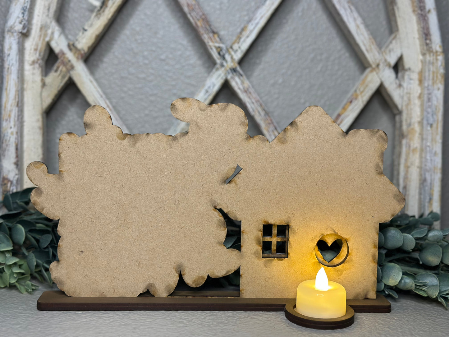 Family Makes A House A Home Shelf Sitter with Tea Light