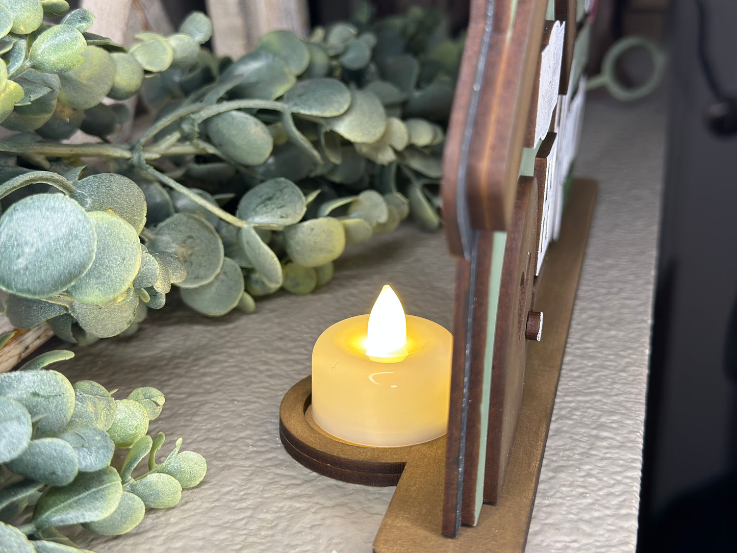 Family Makes A House A Home Shelf Sitter with Tea Light