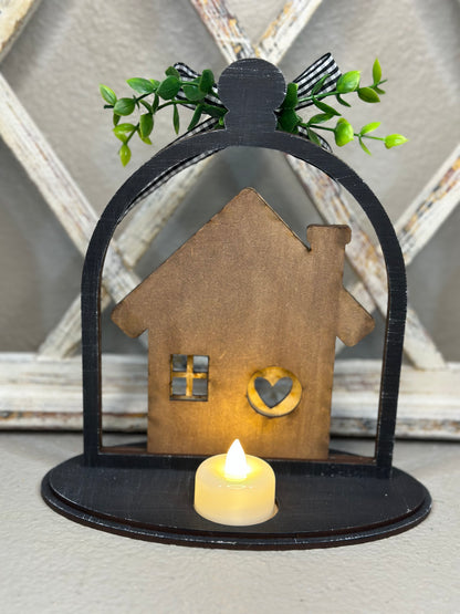 Customizable Home Shaped Cloche Tea Light Holder