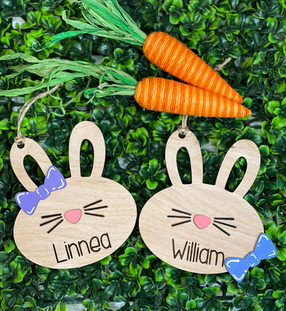 Easter Basket Tag SVG - Personalized Easter Bunny Basket Tag - Laser Cut File - Glowforge SVG