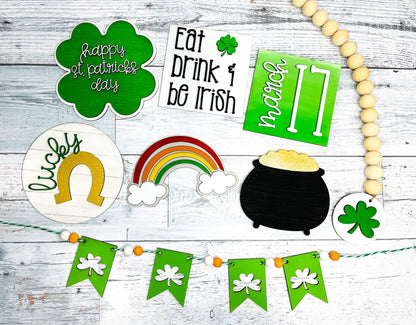 St. Patrick's Day Tiered Tray SVG - Laser Digital Cut File - Saint Patty's Day - Spring Home Decor - Lucky Shamrock - Eat Drink Be Irish