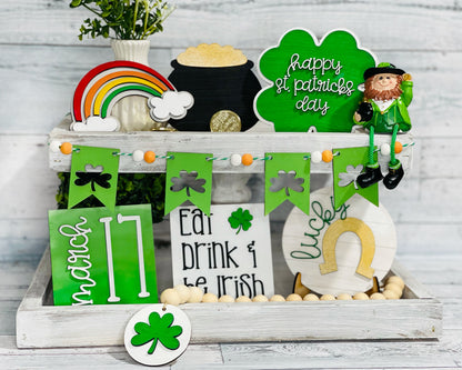 St. Patrick's Day Tiered Tray SVG - Laser Digital Cut File - Saint Patty's Day - Spring Home Decor - Lucky Shamrock - Eat Drink Be Irish