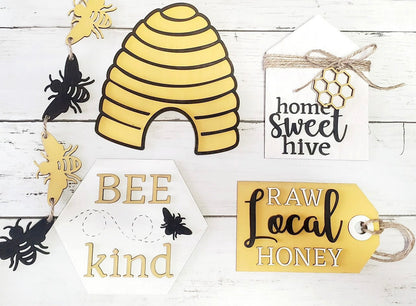 Bee Tiered Tray DIY Kit - Wood Blank - Spring Decor - Summer Decoration - Unfinished Wood Blanks - Bee Kind - Beehive - Home Sweet Hive
