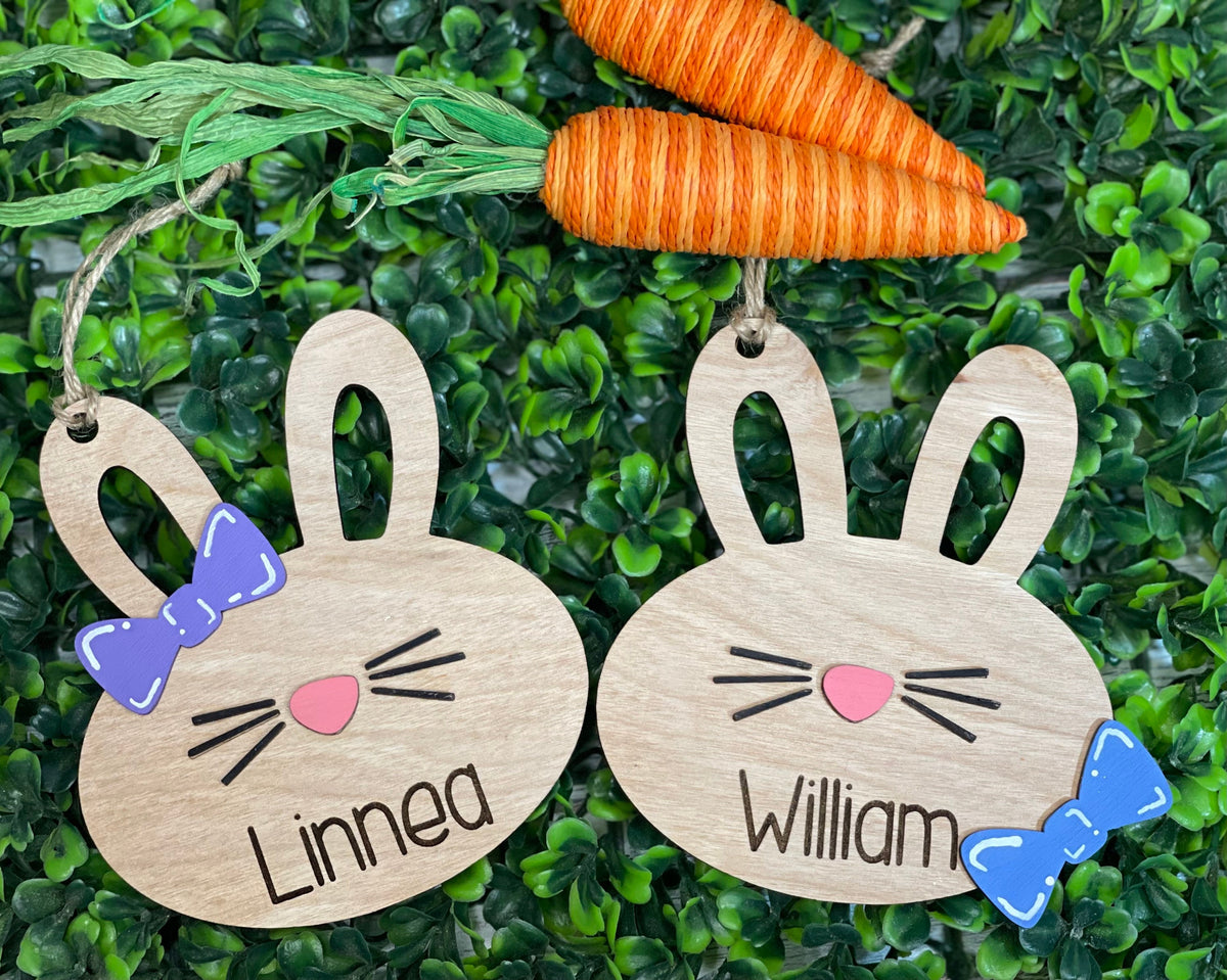 Easter Basket Tag SVG - Personalized Easter Bunny Basket Tag - Laser Cut File - Glowforge SVG