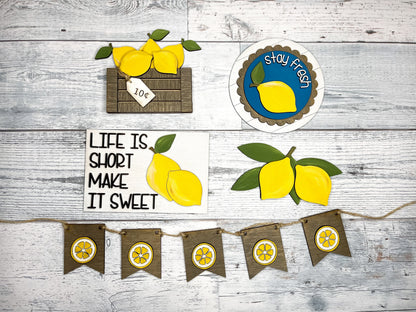 Lemon Tiered Tray SVG - Laser Cut File - Glowforge File - Farmhouse Home Decor - Life Is Short Make Life Sweet - Stay Fresh - Digital Cut