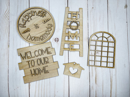 DIY Home Tiered Tray Kit - Farmhouse Home Decor -Unfinished Wood Blanks - Decorative Tray - Happiness Is Homemade - Welcome To Our Home