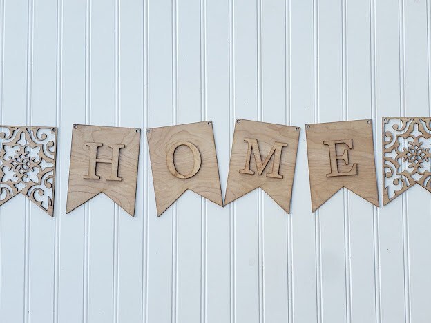DIY Home Banner - Mantle Decor - Garland - Unfinished Wood Blanks - DIY Craft Kit - Everyday Home Decor
