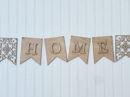 DIY Home Banner - Mantle Decor - Garland - Unfinished Wood Blanks - DIY Craft Kit - Everyday Home Decor