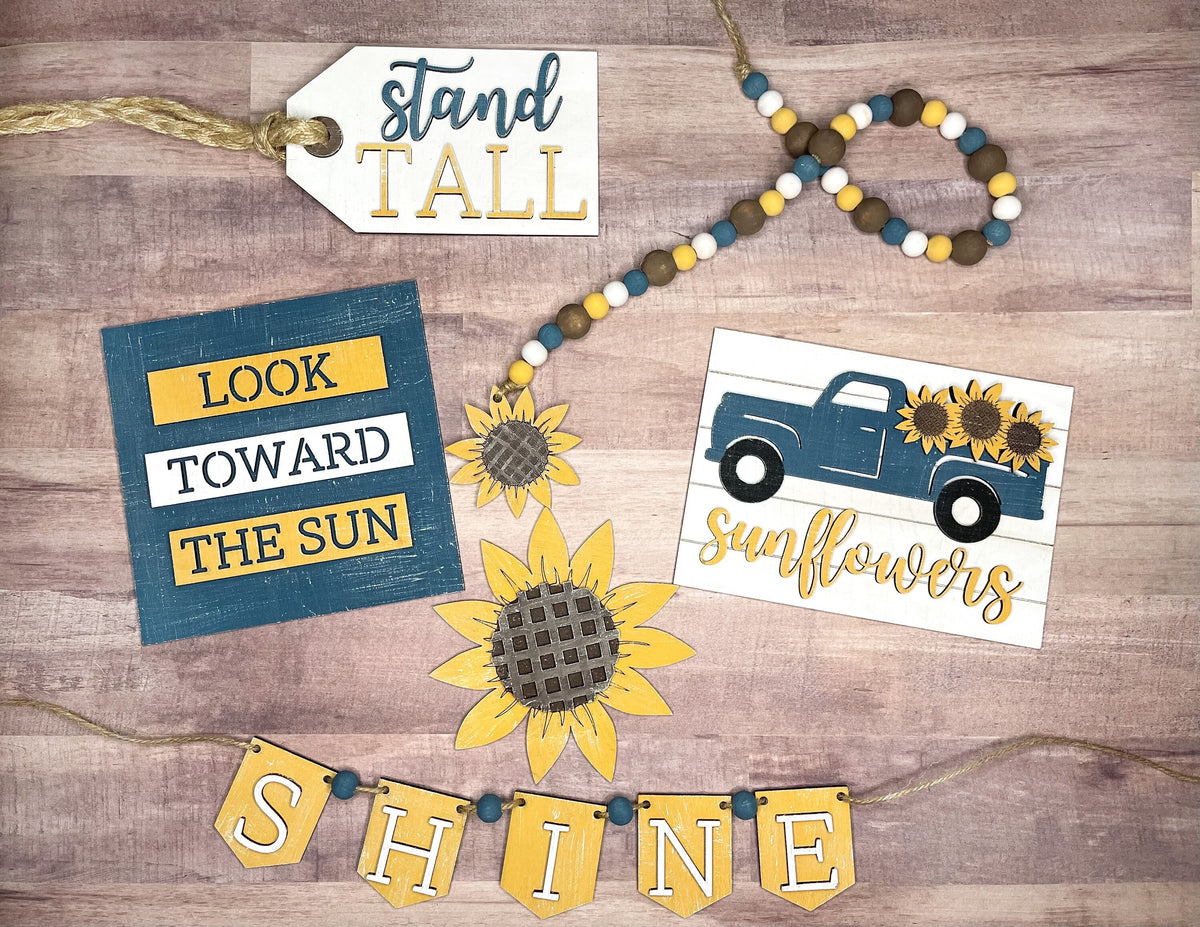 Sunflower Tiered Tray Set - DIY Wood Blank Kit - Seasonal Home Decor - Farmhouse Truck - Fall