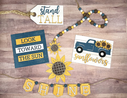 Sunflower Tiered Tray Set - DIY Wood Blank Kit - Seasonal Home Decor - Farmhouse Truck - Fall