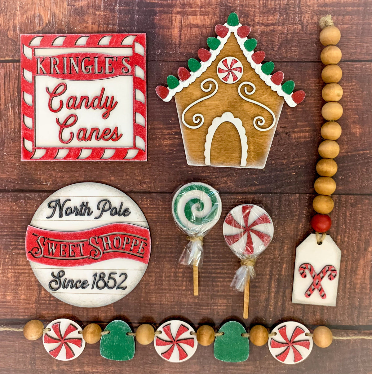 DIY Christmas Candy Tiered Tray Kit- Gingerbread House - Candy Cane - North Pole - Candy