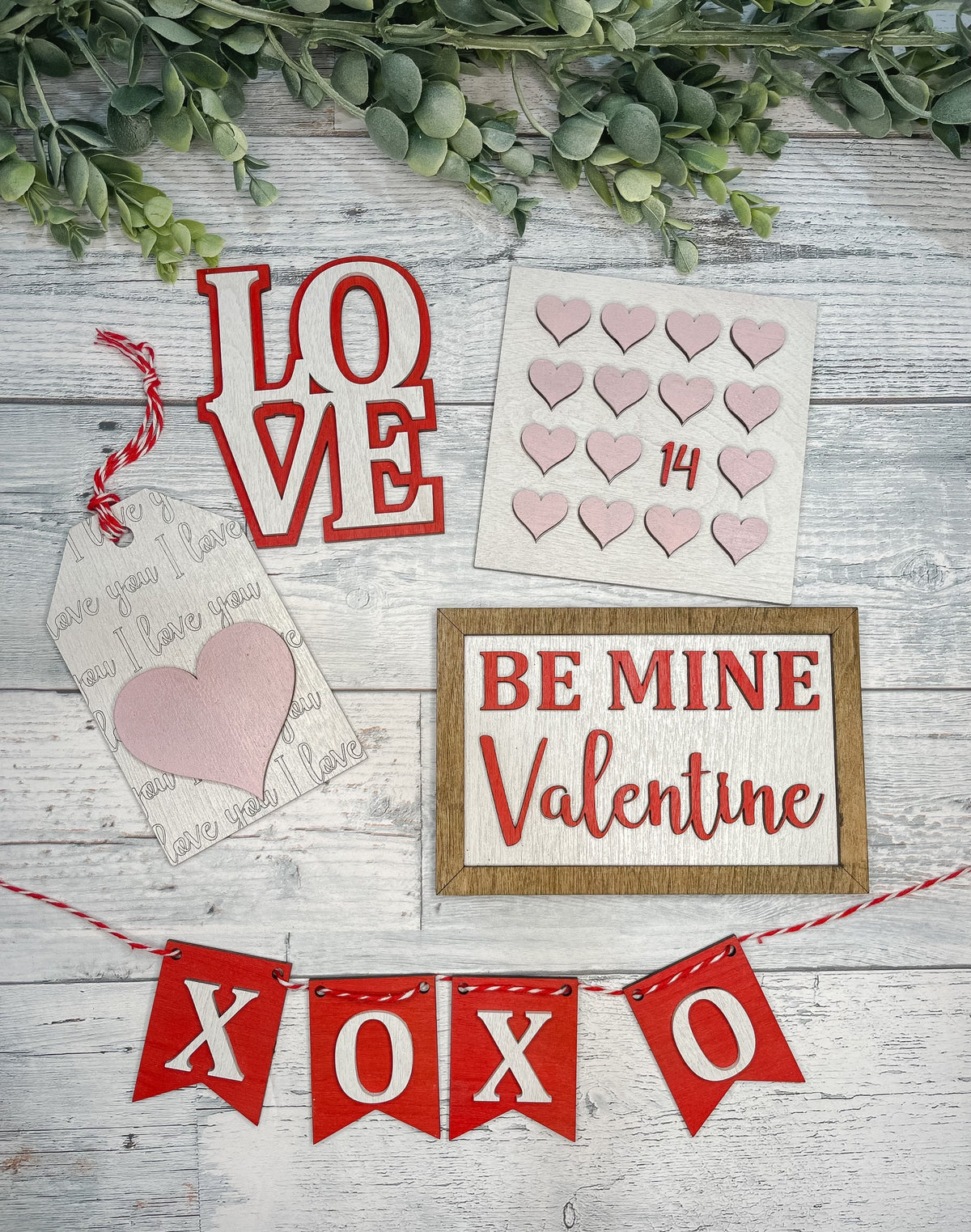 Valentine's Day Tiered Tray Set - Love Shelf Decor - XOXO - Be Mine Valentine - Craft Kit - Wood Blank DIY Kit
