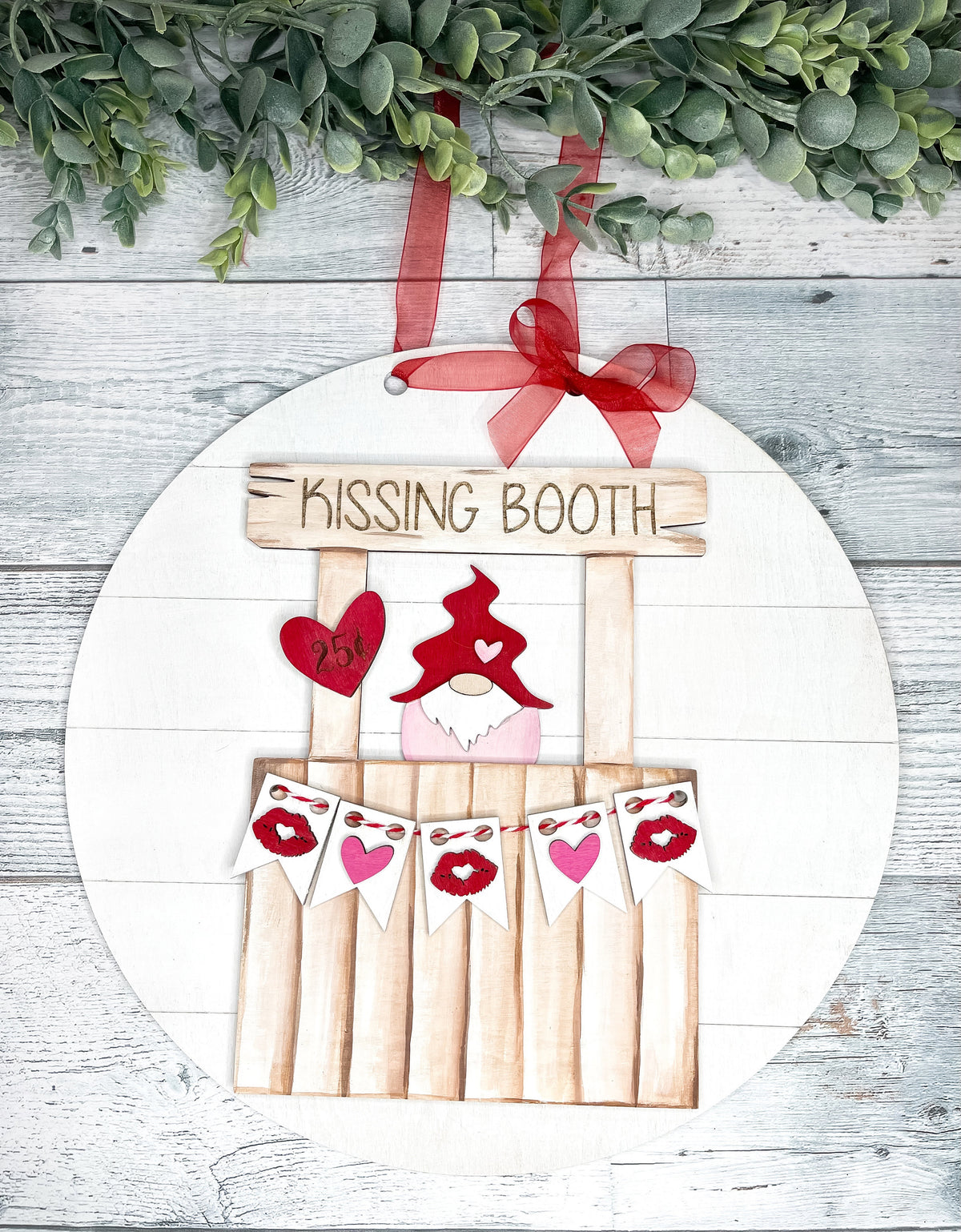 Kissing Booth Valentine Door Hanger - Gnome Love Decor - Wood Blank - DIY Kits - Galentine's Day - Paint Night - Craft Party