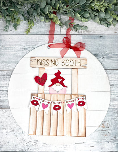 Kissing Booth Valentine Door Hanger - Gnome Love Decor - Wood Blank - DIY Kits - Galentine's Day - Paint Night - Craft Party