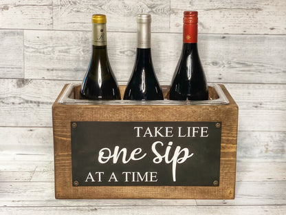 Take Life One Sip At A Time SVG - Wine Sign - Alcohol Quote - Bar Sign - SVG Cut Files - Silhouette Cricut Laser Glowforge