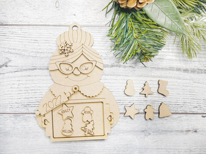 Mrs Claus Bakery Ornament - DIY Christmas Ornament - Personalized Keepsake - Christmas Craft for Family Kids - Wood Blanks for Crafters -