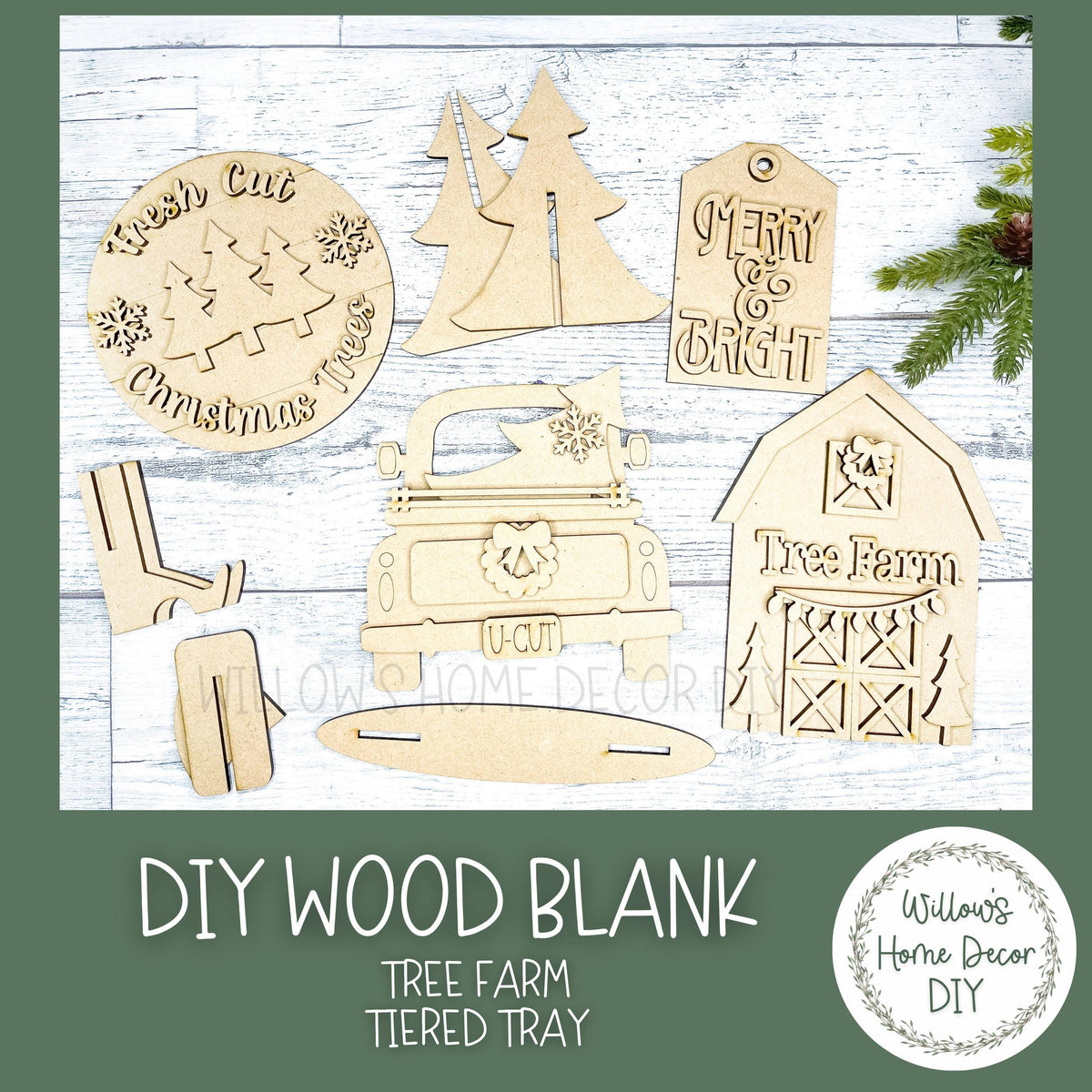Christmas Tree Farm Tier Tray - DIY Kit - Craft Blank - Wood Blank - Do It Yourself
