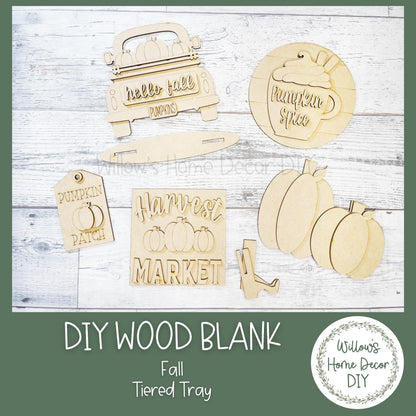 DIY Fall Harvest Tiered Tray - Wood Blank Kit - Tiered Tray Decor - Fall Truck Decor - Pumpkin Spice - Seasonal Home Decor