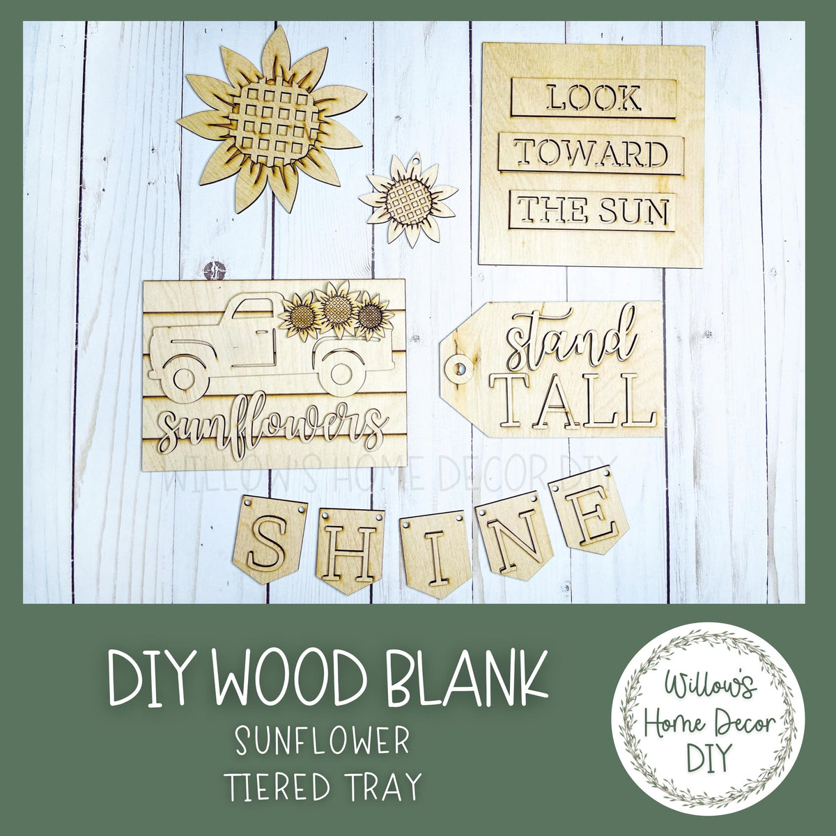 Sunflower Tiered Tray Set - DIY Wood Blank Kit - Seasonal Home Decor - Farmhouse Truck - Fall