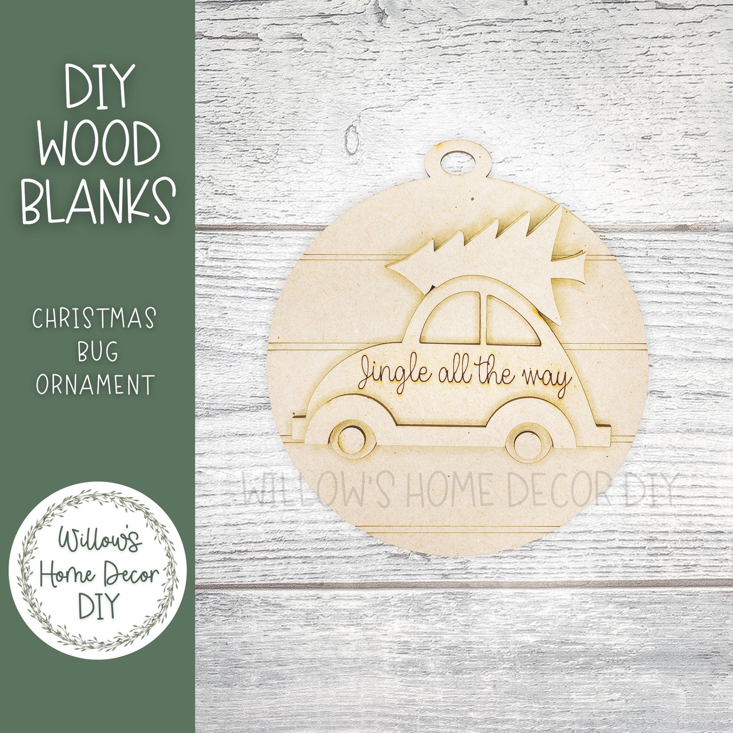 Christmas VW Bug Ornament - DIY Christmas Ornament Kit - Christmas Craft for Family and Kids - Wood Blanks for Crafters -