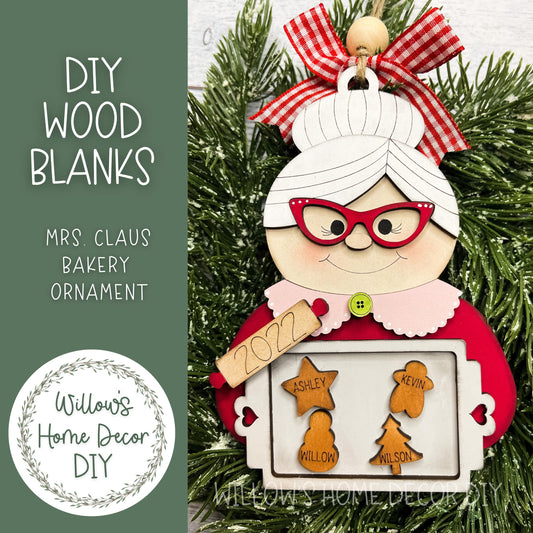 Mrs Claus Bakery Ornament - DIY Christmas Ornament - Personalized Keepsake - Christmas Craft for Family Kids - Wood Blanks for Crafters -