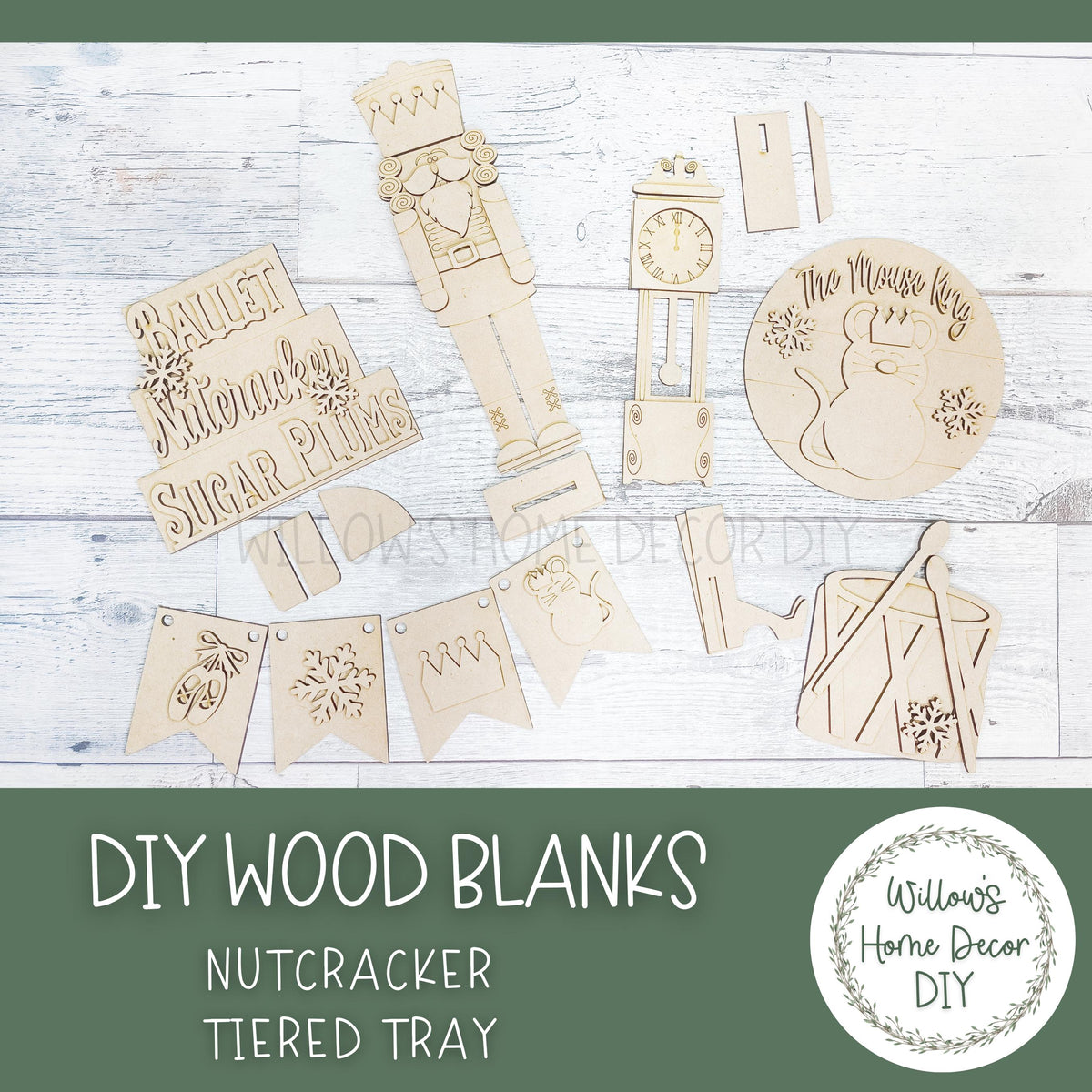 Nutcracker Tiered Tray - Craft Kit - DIY Wood Blank - Sugar Plum Fairies - Ballet - Mouse King - Ballerina
