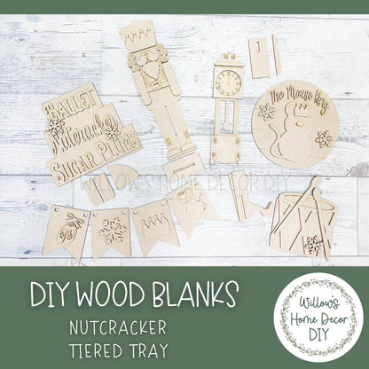 Nutcracker Tiered Tray - Craft Kit - DIY Wood Blank - Sugar Plum Fairies - Ballet - Mouse King - Ballerina