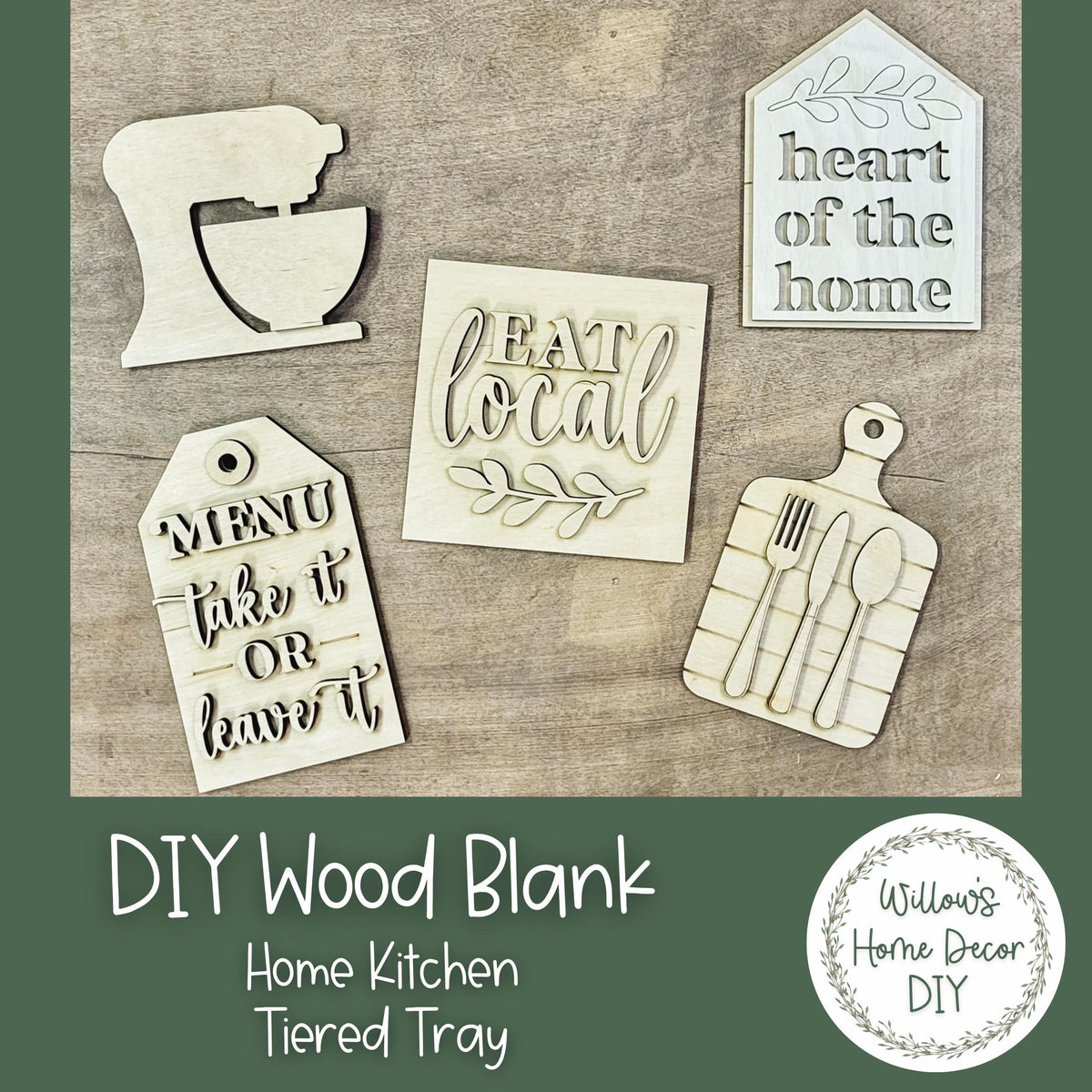 DIY Home Kitchen Tiered Tray Kit - Farmhouse Home Decor -Unfinished Wood Blanks - Decorative Tray - Do It Yourself