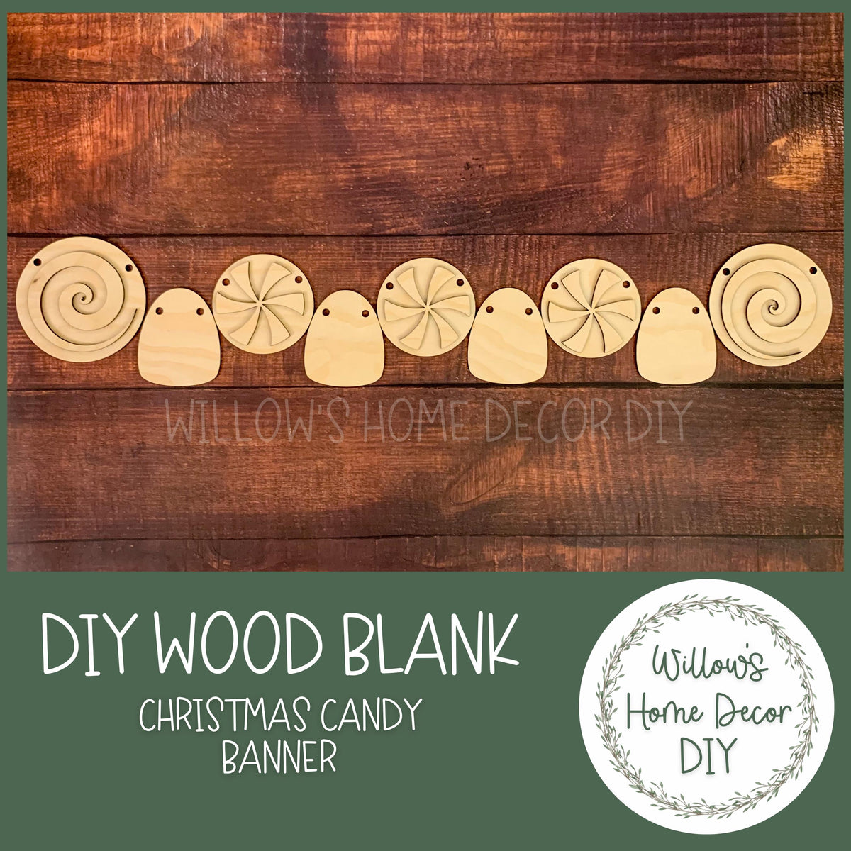 Christmas Candy Banner - DIY Kit - Craft Kit - Mantel Decor - Gingerbread Decorations - Wood Blanks
