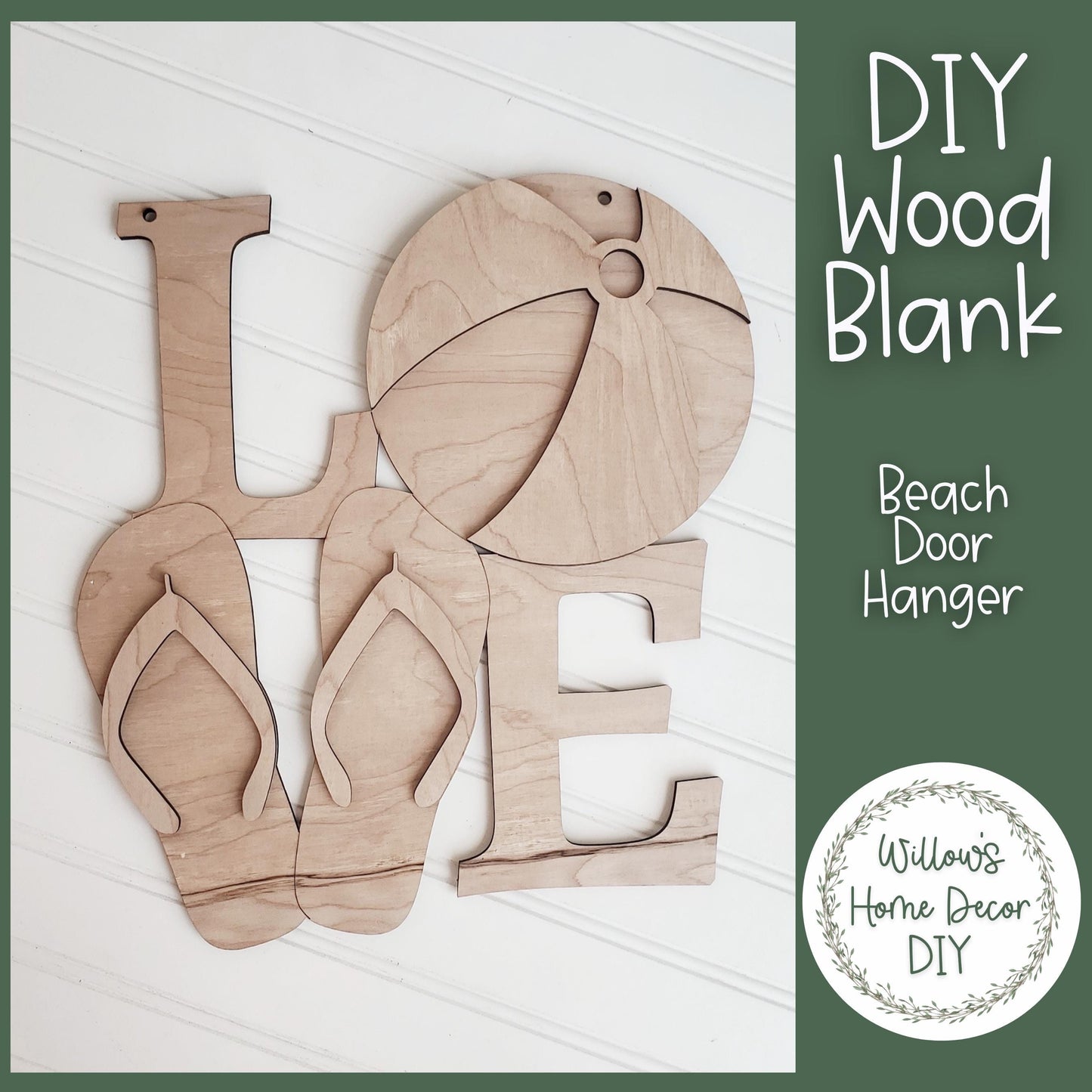 DIY Beach Door Hanger - Flip Flop Beach Ball Sign - Unfinished Wood Blanks - DIY Craft Kit - Summer Decor