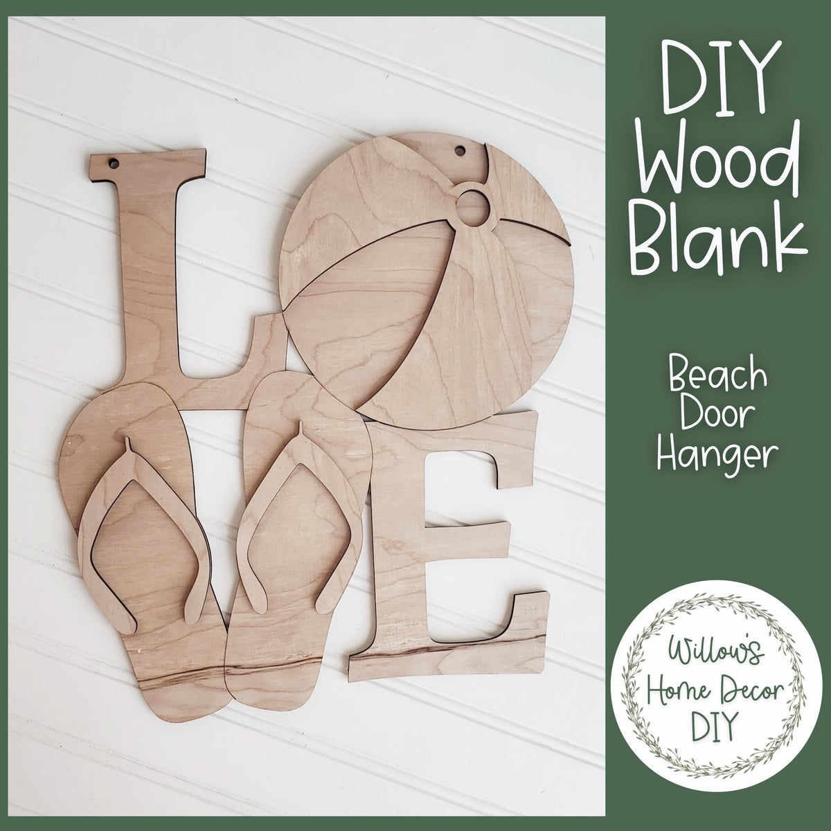 DIY Beach Door Hanger - Flip Flop Beach Ball Sign - Unfinished Wood Blanks - DIY Craft Kit - Summer Decor