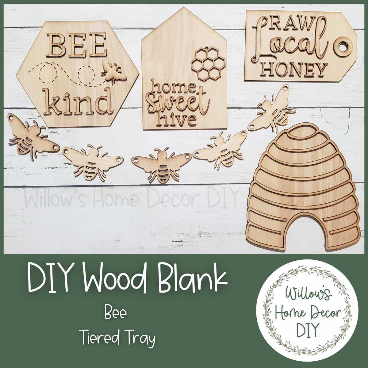 Bee Tiered Tray DIY Kit - Wood Blank - Spring Decor - Summer Decoration - Unfinished Wood Blanks - Bee Kind - Beehive - Home Sweet Hive