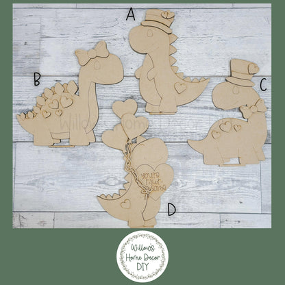 DIY Valentine’s Dinosaur Shelf Sitter - Dinos Kids Craft - You’re Rawr-some - Love Day Decor - Wood Blank - Craft Kit - Home Decor