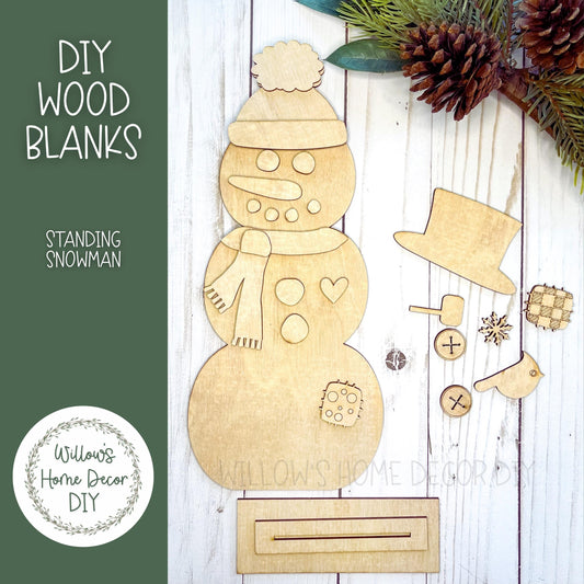 Snowman Shelf Sitter - Winter DIY Kit - Snowman - Craft Night - Home Decor - Wood Blanks - Kids Crafts