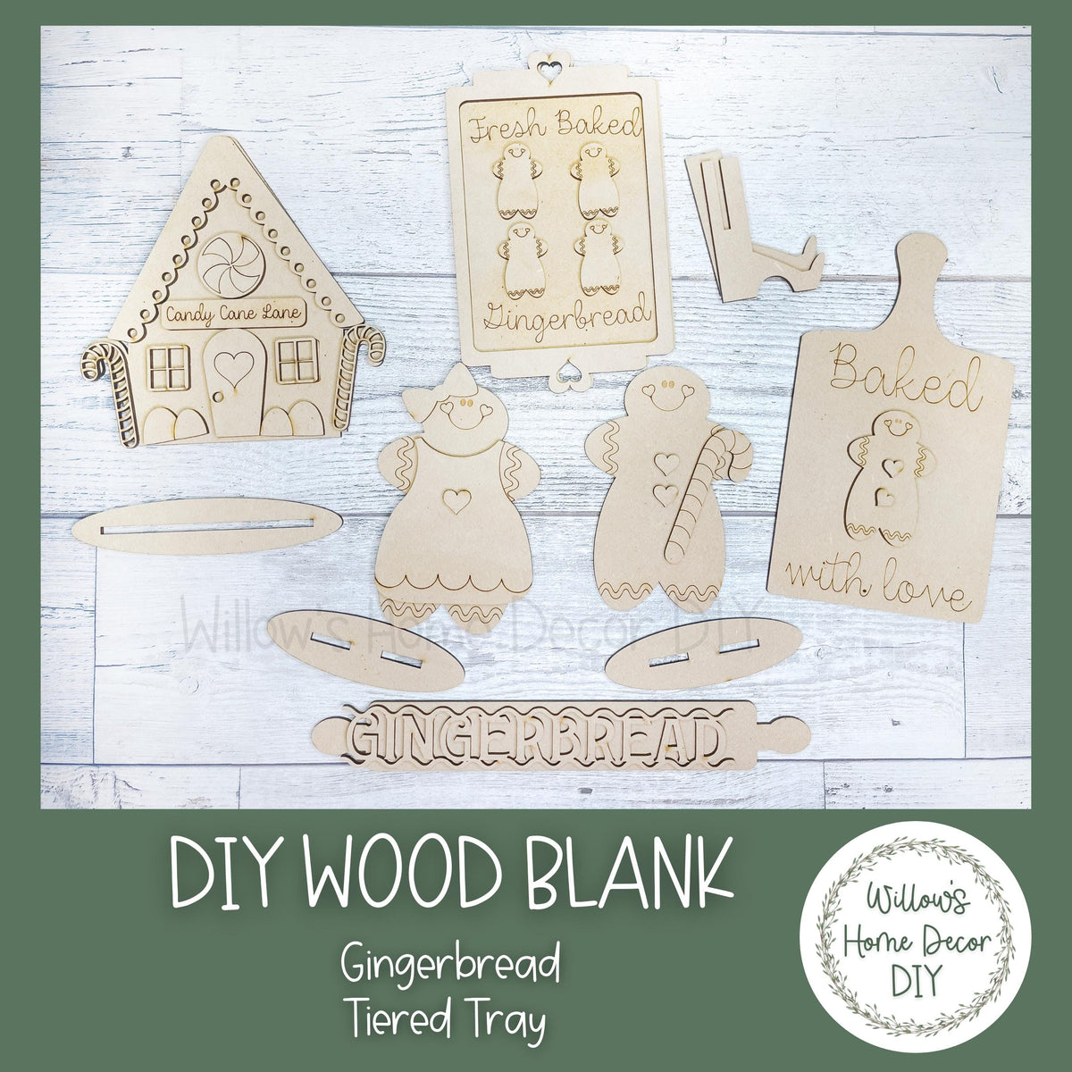 Gingerbread Tiered Tray - DIY Kit - Craft Blank - Wood Blank -Seasonal Home Decor - Candy Cane - Christmas Baking