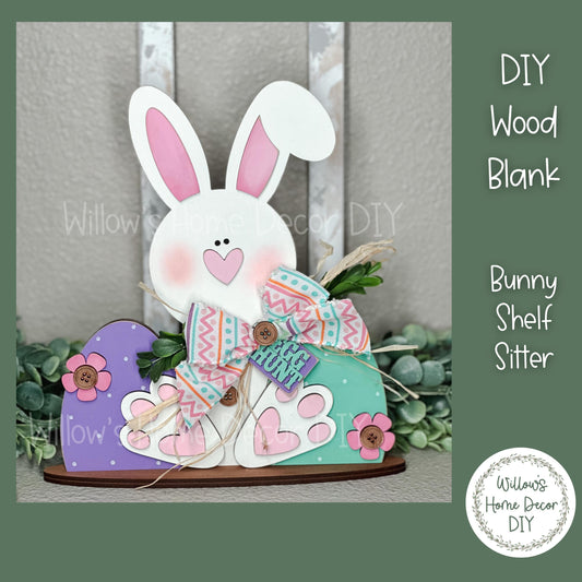 DIY Wood Blank Bunny Shelf Sitter - Unfinished Craft Decoration for Easter & Spring Home Décor - Paint Party Supply - Adult Kids Crafts