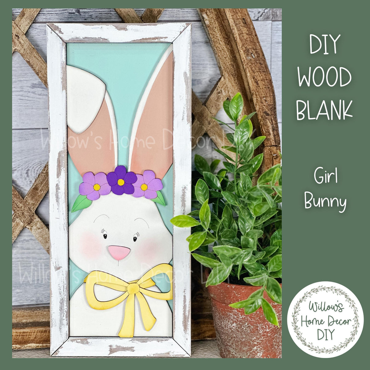 DIY Bunny Girl Sign - Floral Bunny Unfinished Craft Decoration for Easter & Spring Home Décor - Paint Party Supply - Adult Kids Crafts