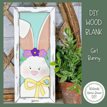 DIY Bunny Girl Sign - Floral Bunny Unfinished Craft Decoration for Easter & Spring Home Décor - Paint Party Supply - Adult Kids Crafts