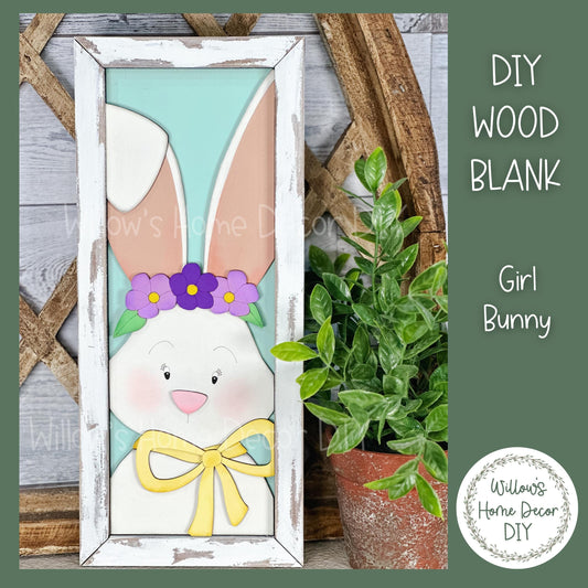 DIY Bunny Girl Sign - Floral Bunny Unfinished Craft Decoration for Easter & Spring Home Décor - Paint Party Supply - Adult Kids Crafts