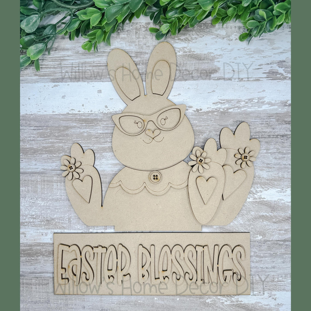 DIY Interchangeable Window Box Add-On Easter Blessing- Bunny Wood Craft Blank