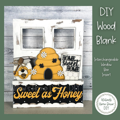 DIY Interchangeable Window Box Add-On Sweet As Honey- Bee Hive Craft Kit - Wood Blank - Accent - Mantle Decor - Seasonal Shelf Sitter Sign