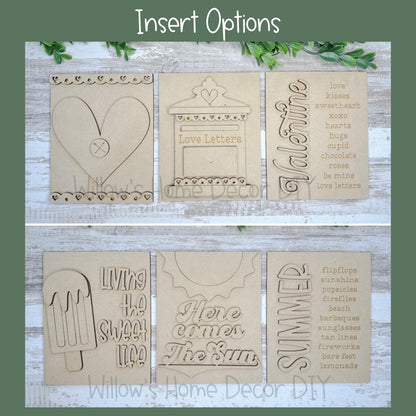 DIY Interchangeable Wide Frame - Adult Kids Craft Kit - Wood Blank - Accent - Mantle Decor - Seasonal Sign - Shelf Sitter - Home Decor